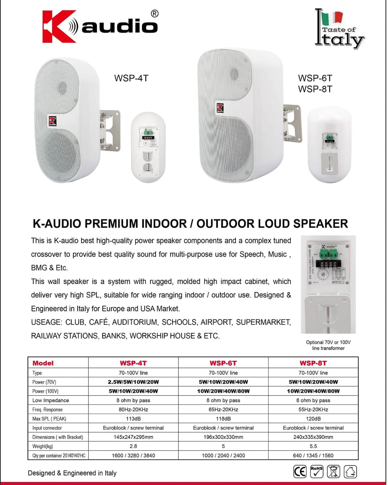K-Audio Premium Indoor/Outdoor Loud Speakers - High-Quality Audio for Clubs, Schools, Airports & More