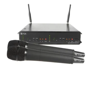 TOA WS-422 Dual Channel Wireless Microphone Set – 2 Handheld Mics, 10-Hour Battery Life, UHF, 16 Channels